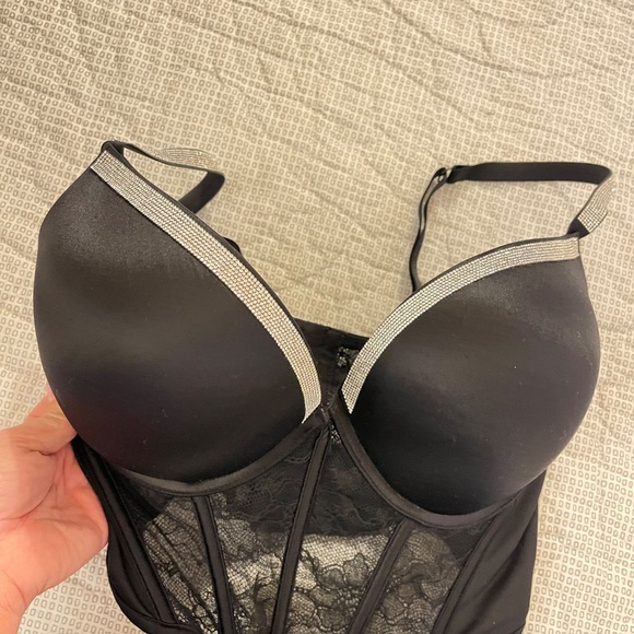 Victoria's Secret Bombshell Shine Strap Push-Up Long Line Corset Bra Satin - Picture 2 of 9